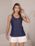 Blusa Regata Jeans - Feminino - M