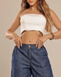Calça Pantalona Jeans - Feminina - CONFORT - G