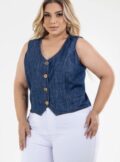 Colete Jeans Slim - Feminino - G