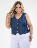 Colete Jeans Plus Size - Feminino - G3
