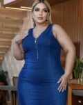 Vestido Plus Size com ziper - Feminino - G3