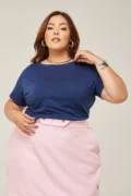 TSHIRT PLUS SIZE LISA AZUL MARINHO